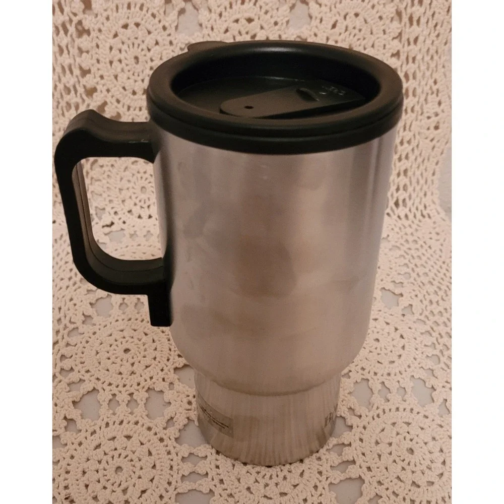 Brookstone Heated Coffee Mug 12V (Brand New) 13 Ounce. Fits Most Cup Holders.